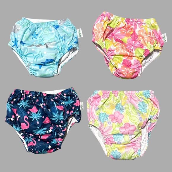Green Sprouts Swim Diapers 4 Sizes 6–24M Reusable Lot Baby Toddler Girl Grow Set - Picture 1 of 2